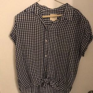 Flowy gingham button up shirt